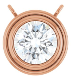 88688 Necklace Center Set 14K Rose Round Natural Diamond 6Mm 34 Ct I1, G-H Polished 34 Ct Natural Diamond Bezel Set Necklace Center