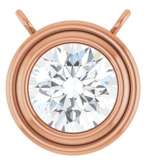 88688 Necklace Center Set 14K Rose Round Natural Diamond 6Mm 34 Ct I1, G-H Polished 34 Ct Natural Diamond Bezel Set Necklace Center