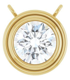 88688 Necklace Center Set 14K Yellow Round Lab-Grown Moissanite 6 Mm Polished Lab-Grown Moissanite Bezel Set Necklace Center