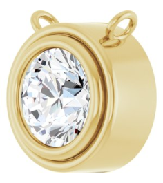 88688 Necklace Center Set 14K Yellow Round Lab-Grown Moissanite 6 Mm Polished Lab-Grown Moissanite Bezel Set Necklace Center