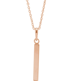 88625 Necklace 14K Rose 24.2 X 2.9 Mm 16-18 In Polished Engravable Four Sided Bar Necklace