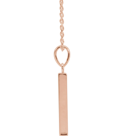 88625 Necklace 14K Rose 24.2 X 2.9 Mm 16-18 In Polished Engravable Four Sided Bar Necklace
