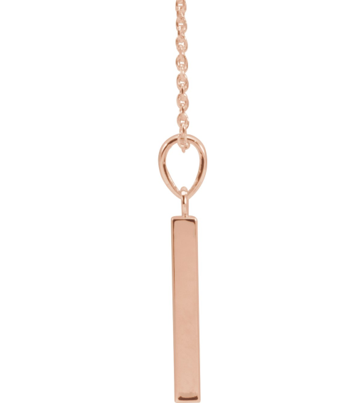 88625 Necklace 14K Rose 24.2 X 2.9 Mm 16-18 In Polished Engravable Four Sided Bar Necklace