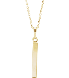 88625 Necklace 14K Yellow 24.2 X 2.9 Mm 16-18 In Polished Engravable Four Sided Bar Necklace