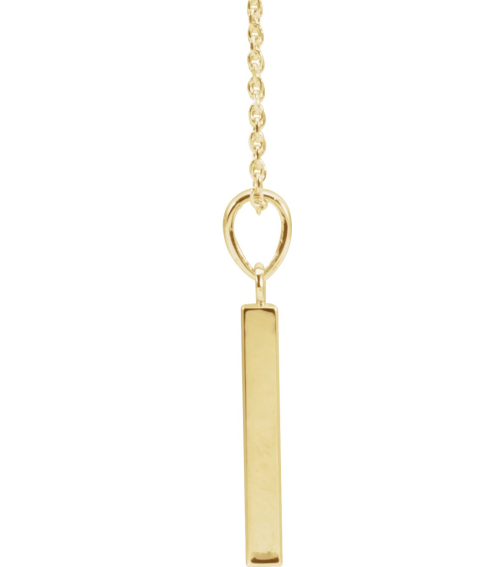 88625 Necklace 14K Yellow 24.2 X 2.9 Mm 16-18 In Polished Engravable Four Sided Bar Necklace
