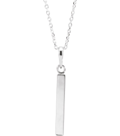 88625 Necklace Sterling Silver 24.2 X 2.9 Mm 16-18 In Polished Engravable Four Sided Bar Necklace