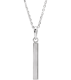 88625 Necklace 14K White 19.3 X 2.9 Mm 16-18 In Polished Engravable Four Sided Bar Necklace