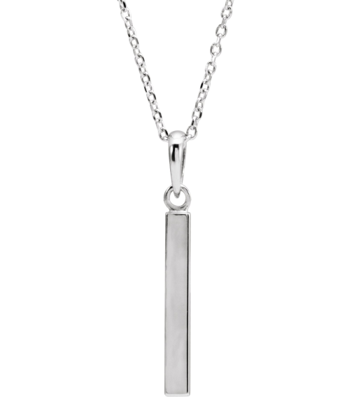 88625 Necklace 14K White 19.3 X 2.9 Mm 16-18 In Polished Engravable Four Sided Bar Necklace