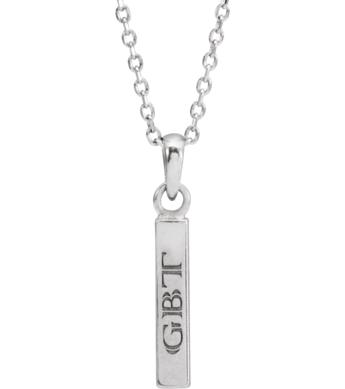 88625 Necklace 14K White 19.3 X 2.9 Mm 16-18 In Polished Engravable Four Sided Bar Necklace