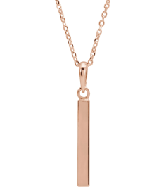 88625 Necklace 14K Rose 19.3 X 2.9 Mm 16-18 In Polished Engravable Four Sided Bar Necklace