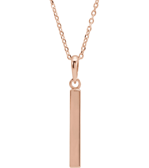 88625 Necklace 14K Rose 19.3 X 2.9 Mm 16-18 In Polished Engravable Four Sided Bar Necklace