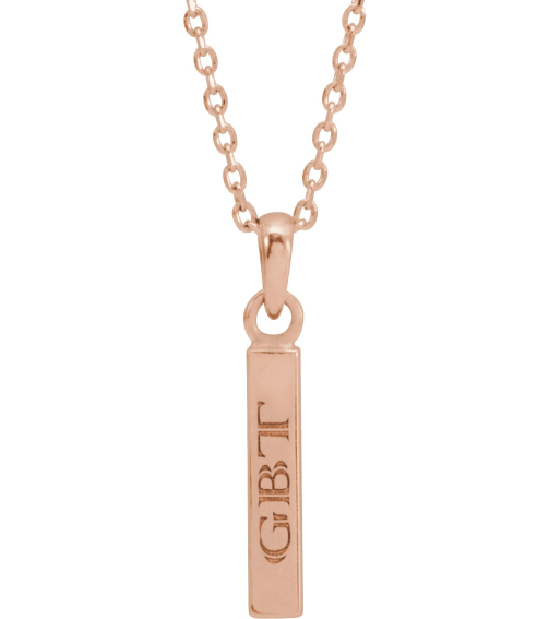 88625 Necklace 14K Rose 19.3 X 2.9 Mm 16-18 In Polished Engravable Four Sided Bar Necklace