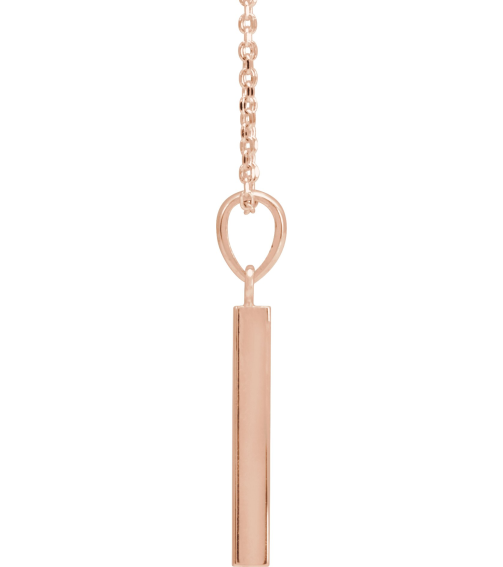 88625 Necklace 14K Rose 19.3 X 2.9 Mm 16-18 In Polished Engravable Four Sided Bar Necklace