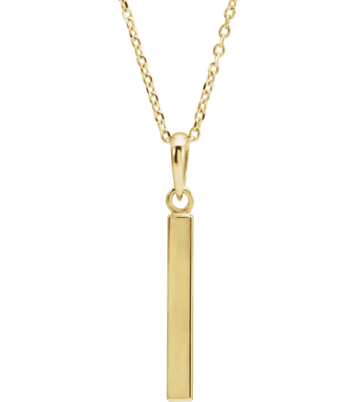 88625 Necklace 14K Yellow 19.3 X 2.9 Mm 16-18 In Polished Engravable Four Sided Bar Necklace