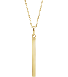 88625 Necklace 14K Yellow 32.2 X 2.9 Mm 16-18 In Polished Engravable Four Sided Bar Necklace