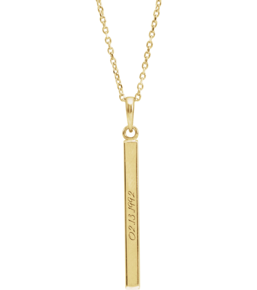 88625 Necklace 14K Yellow 32.2 X 2.9 Mm 16-18 In Polished Engravable Four Sided Bar Necklace