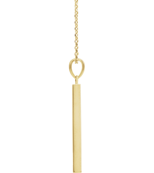 88625 Necklace 14K Yellow 32.2 X 2.9 Mm 16-18 In Polished Engravable Four Sided Bar Necklace