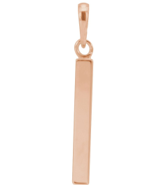 88625 Pendant 14K Rose 24.2 X 2.9 Mm Polished Engravable Four Sided Bar Pendant