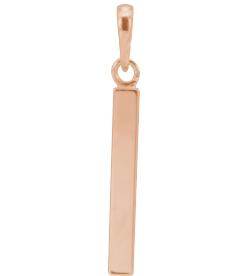 88625 Pendant 14K Rose 24.2 X 2.9 Mm Polished Engravable Four Sided Bar Pendant