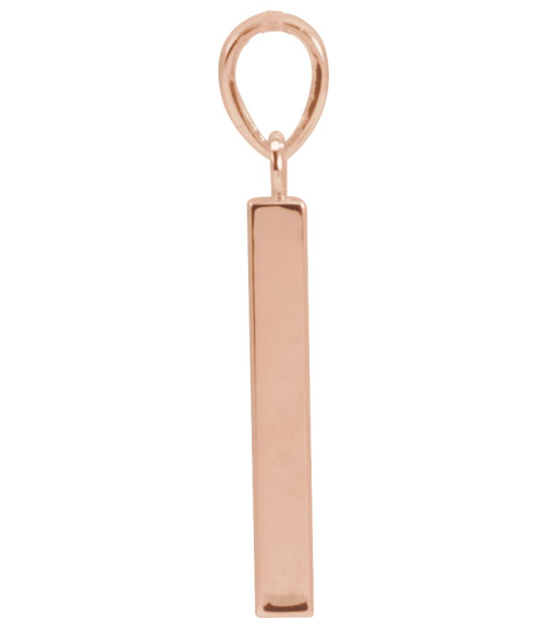 88625 Pendant 14K Rose 24.2 X 2.9 Mm Polished Engravable Four Sided Bar Pendant