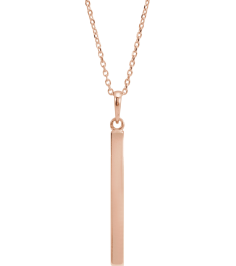 88625 Necklace 14K Rose 32.2 X 2.9 Mm 16-18 In Polished Engravable Four Sided Bar Necklace