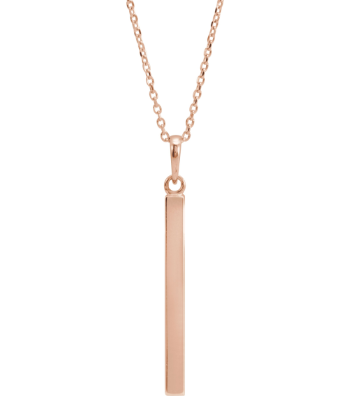 88625 Necklace 14K Rose 32.2 X 2.9 Mm 16-18 In Polished Engravable Four Sided Bar Necklace