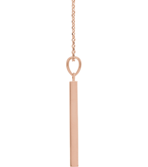 88625 Necklace 14K Rose 32.2 X 2.9 Mm 16-18 In Polished Engravable Four Sided Bar Necklace