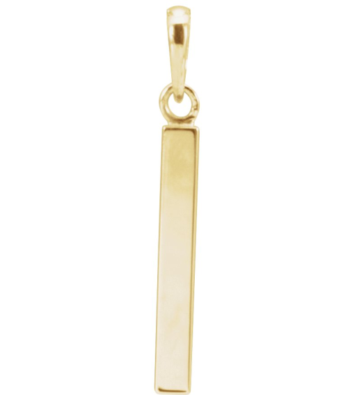 88625 Pendant 14K Yellow 24.2 X 2.9 Mm Polished Engravable Four Sided Bar Pendant