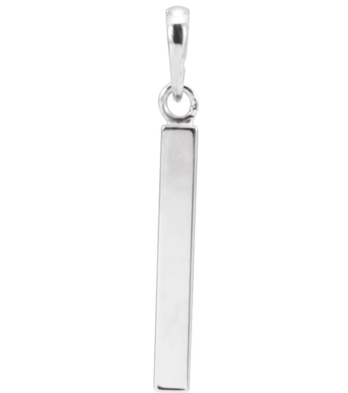 88625 Pendant Sterling Silver 24.2 X 2.9 Mm Polished Engravable Four Sided Bar Pendant