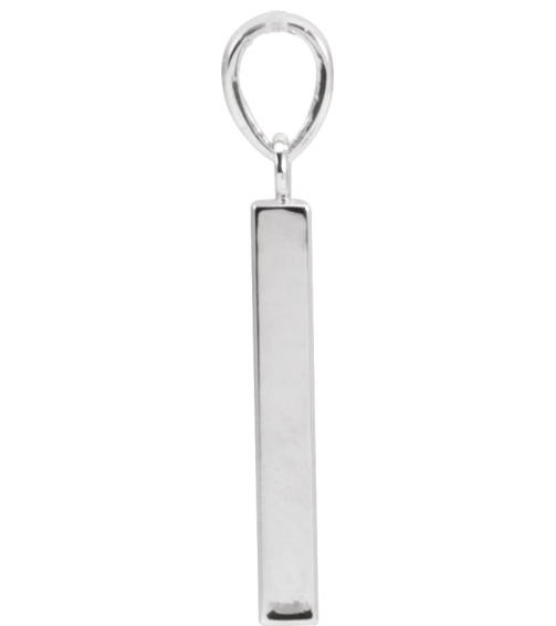 88625 Pendant Sterling Silver 24.2 X 2.9 Mm Polished Engravable Four Sided Bar Pendant