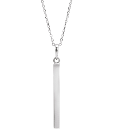 88625 Necklace Platinum 32.2 X 2.9 Mm 16-18 In Polished Engravable Four Sided Bar Necklace