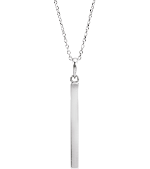 88625 Necklace Platinum 32.2 X 2.9 Mm 16-18 In Polished Engravable Four Sided Bar Necklace