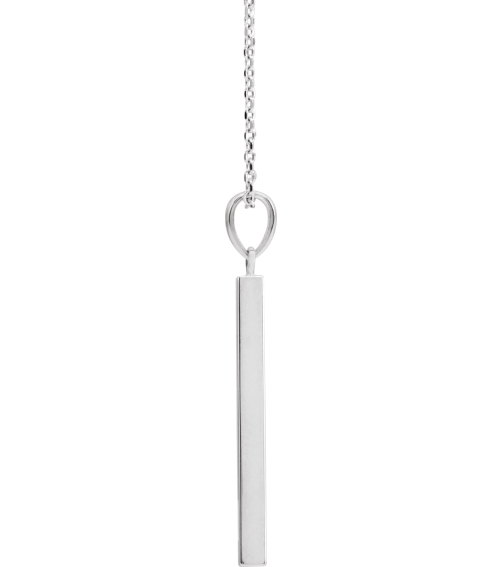 88625 Necklace Platinum 32.2 X 2.9 Mm 16-18 In Polished Engravable Four Sided Bar Necklace
