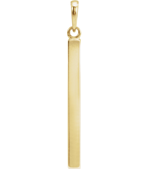 88625 Pendant 14K Yellow 32.2 X 2.9 Mm Polished Engravable Four Sided Bar Pendant