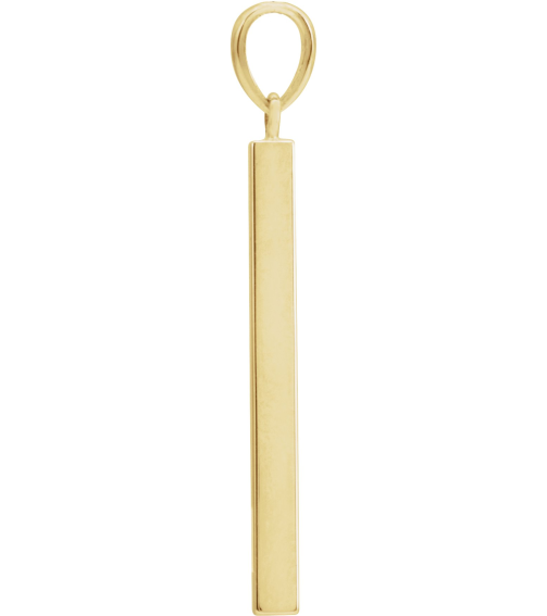 88625 Pendant 14K Yellow 32.2 X 2.9 Mm Polished Engravable Four Sided Bar Pendant