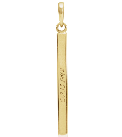 88625 Pendant 14K Yellow 32.2 X 2.9 Mm Polished Engravable Four Sided Bar Pendant