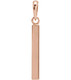 88625 Pendant 14K Rose 19.3 X 2.9 Mm Polished Engravable Four Sided Bar Pendant