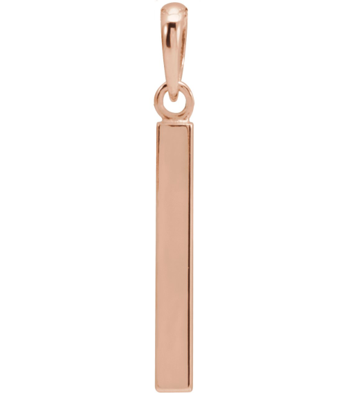 88625 Pendant 14K Rose 19.3 X 2.9 Mm Polished Engravable Four Sided Bar Pendant