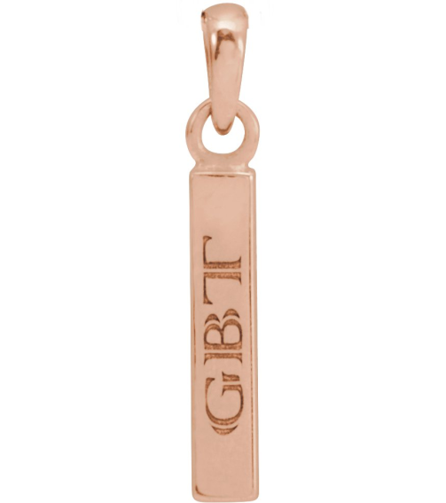 88625 Pendant 14K Rose 19.3 X 2.9 Mm Polished Engravable Four Sided Bar Pendant