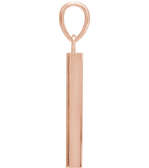 88625 Pendant 14K Rose 19.3 X 2.9 Mm Polished Engravable Four Sided Bar Pendant