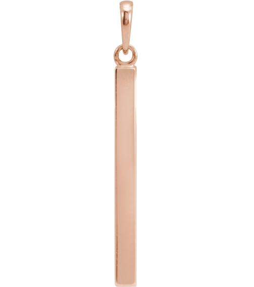 88625 Pendant 14K Rose 32.2 X 2.9 Mm Polished Engravable Four Sided Bar Pendant