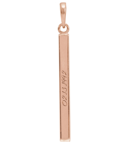 88625 Pendant 14K Rose 32.2 X 2.9 Mm Polished Engravable Four Sided Bar Pendant
