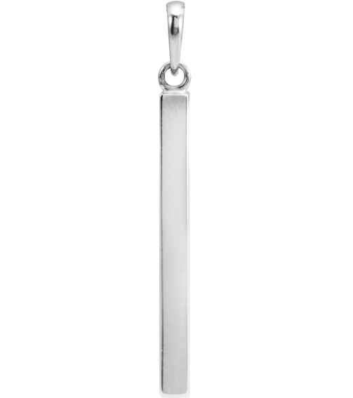 88625 Pendant 14K White 32.2 X 2.9 Mm Polished Engravable Four Sided Bar Pendant