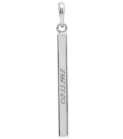 88625 Pendant 14K White 32.2 X 2.9 Mm Polished Engravable Four Sided Bar Pendant