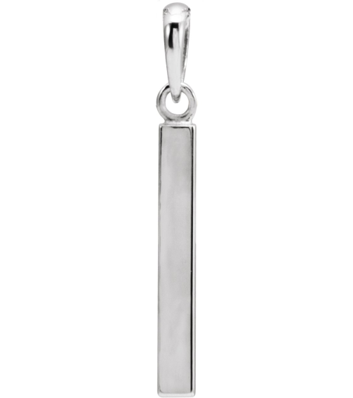 88625 Pendant Sterling Silver 19.3 X 2.9 Mm Polished Engravable Four Sided Bar Pendant