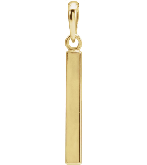 88625 Pendant 14K Yellow 19.3 X 2.9 Mm Polished Engravable Four Sided Bar Pendant