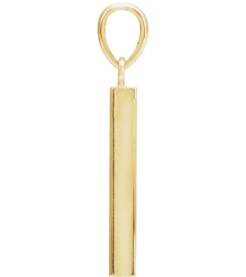 88625 Pendant 14K Yellow 19.3 X 2.9 Mm Polished Engravable Four Sided Bar Pendant