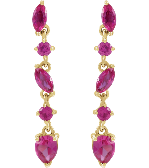 689190 Earring Set Lab-Grown Ruby Pear 4 X 3 Mm 14K Yellow Lab-Grown Ruby Pair Friction Backs Included Polished Lab-Grown Ruby Drop Earrings