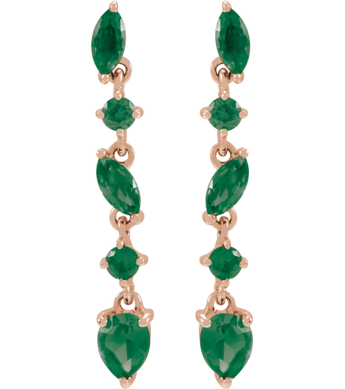 689190 Earring Set Lab-Grown Emerald Pear 4 X 3 Mm 14K Rose Lab-Grown Emerald Pair Friction Backs Included Polished Lab-Grown Emerald Drop Earrings