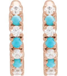 689189 Earring Set Natural Turquoise Round 1.7 Mm 14K Rose Natural Diamond Pair Hinged Polished 13 Ctw Natural Diamond And Natural Turquoise Hoop Earrings